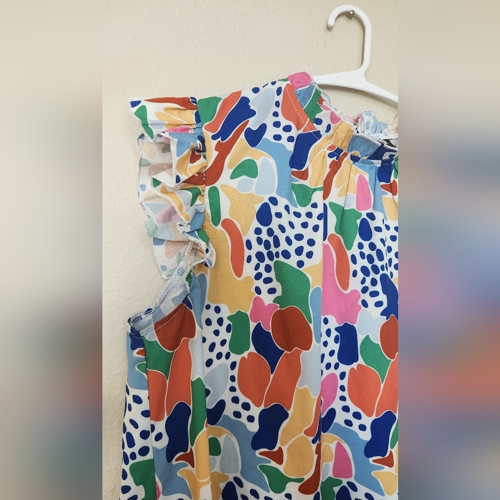 Emery Rose Abstract Rufle Top Size Large - Picture 3 of 7
